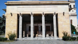 The marble facade is presumably a more recent addition to the house Stalin grew up in.